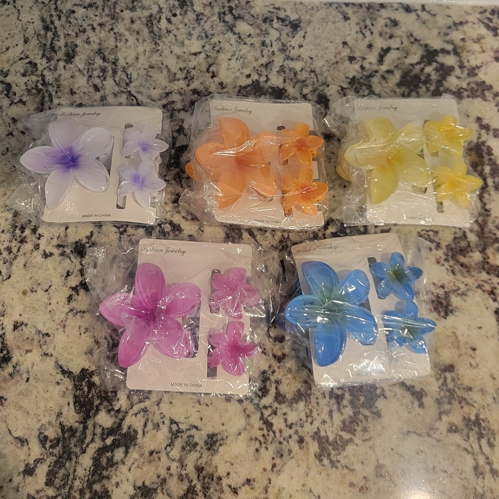 Colorful Flower Hair Clips Set